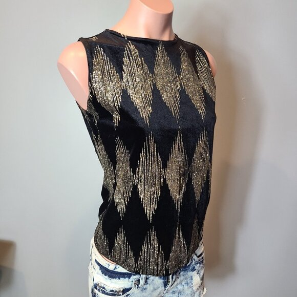 Vintage Fashion Bug Black Velvet Gold Gilded Glitter Top Art Deco 1920s Y2K - Picture 4 of 10